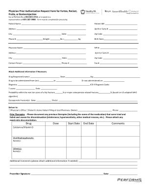 Fillable Online Physician Prior Authorization Request Form For Forteo