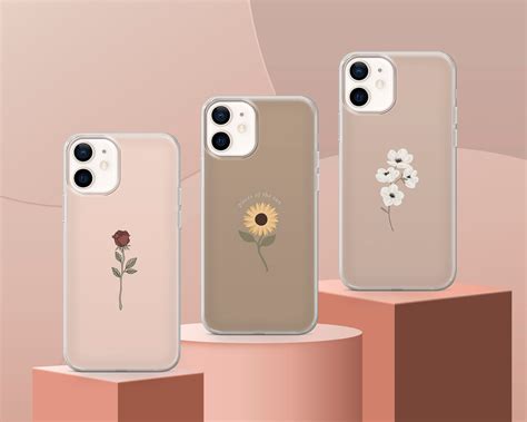 Cute Minimalist Phone Case Flowers Cover Fit For Iphone 14 Etsy Ireland