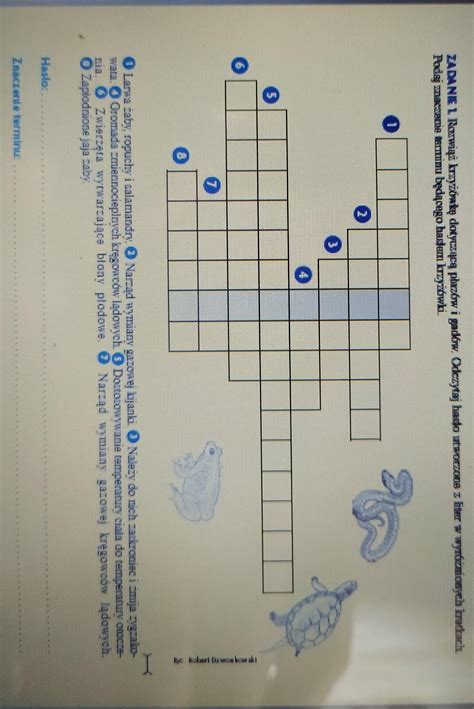 rozwiąż krzyżówkę dotyczące gadów i płazów odczytaj haslo utworzone z