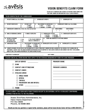 Blue View Vision Claim Form Fill Online Printable Fillable Blank