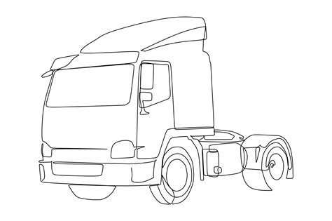 Truck Head Continuous One Line Drawing 4601278 Vector Art At Vecteezy