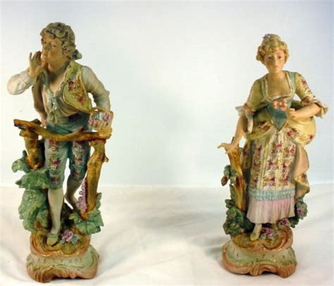 Vintage Pair Of CAPODIMONTE Porcelain Women Man Figurines Statue J