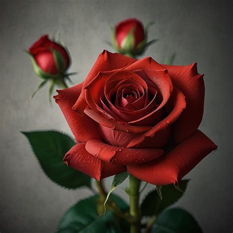 A Red Rose With The Word Quot Three Quot On It Premium AI Generated Image