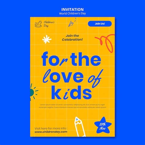 Premium PSD | World children's day invitation template