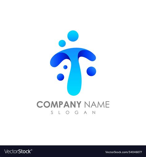 Water Letter T Logo Design Royalty Free Vector Image