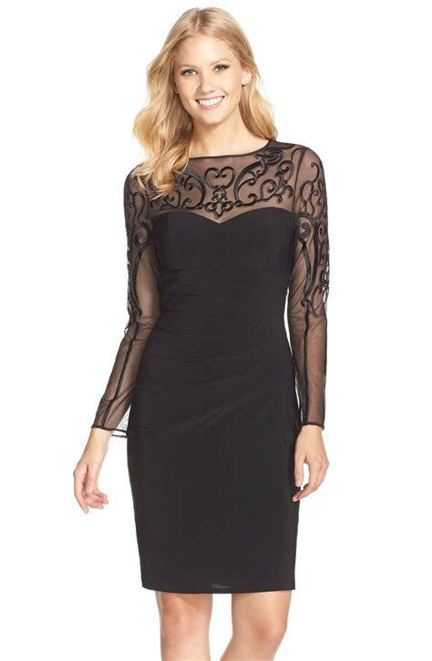 Xscape Embroidered Mesh And Jersey Sheath Dress Nordstrom