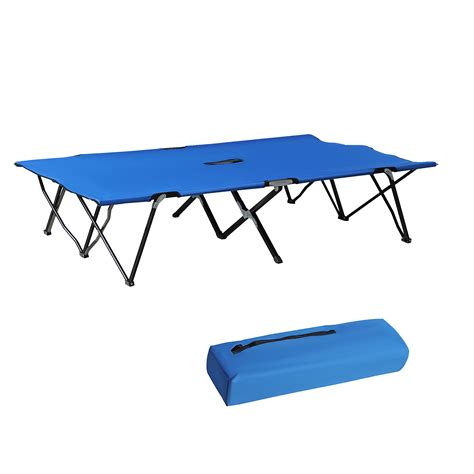 Outsunny 2 Person Folding Camping Cot For Adults 50 Extra Wide Portable