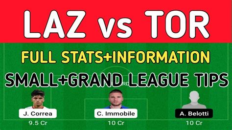 LAZ Vs TOR DREAM11 TEAM LAZIO Vs TORINO FOOTBALL TODAY MATCH