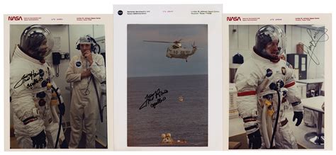 Apollo 13 James Lovell And Fred Haise 3 Signed Photographs RR