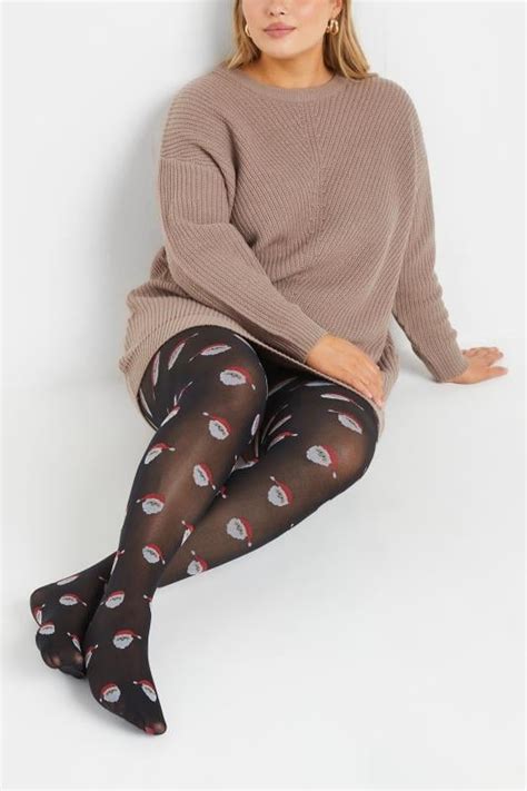 Black Santa Novelty Christmas Tights Yours Clothing