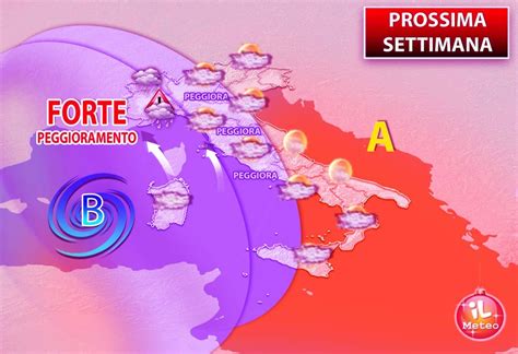 Meteo PROSSIMA SETTIMANA già da Lunedì Prime PIOGGE poi VORTICE