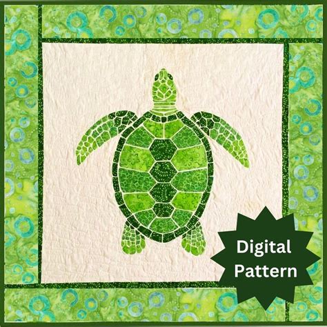 Pdf Sea Turtle Quilt Pattern Easy Quilt Pattern Beginner Friendly Fusible Appliqué Wall Hanging