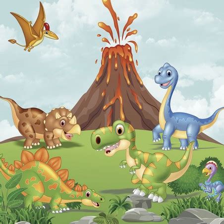 Papel De Parede Foto Mural Infantil Dinossauro Colorido Dino Divertido