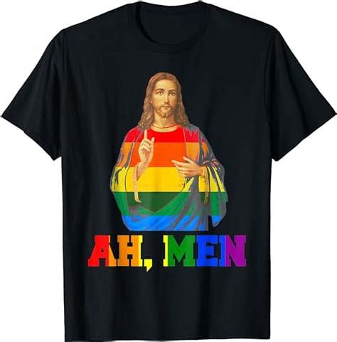 Lgbt Christian Ah Men Gay Pride Rainbow Flag Jesus Lover T Shirt Walmart