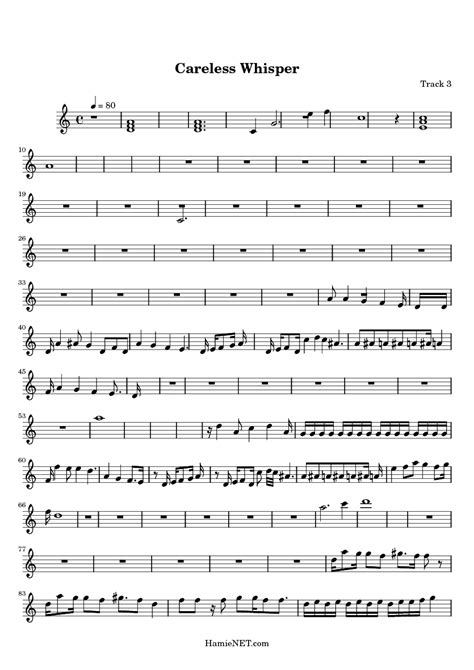 Hot Careless Whisper Saxophone Sheet Music