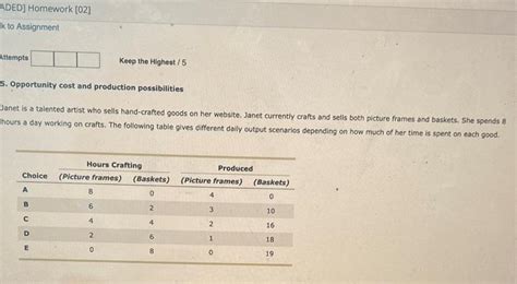 Solved 5 Opportunity Cost And Production Possibilities Chegg