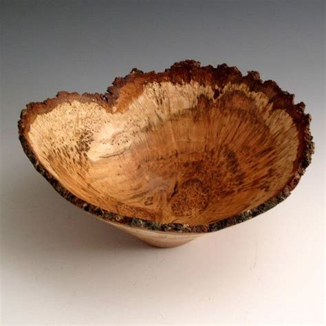 Natural Bark Edge Cherry Burl Wood Turned Bowl Wood Turned Bowls