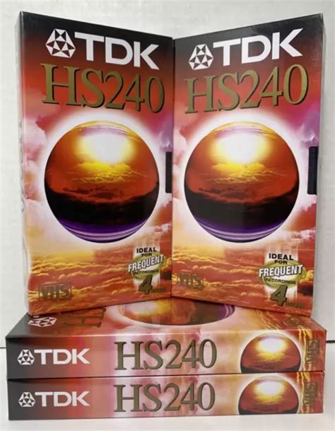 4 Blank Vhs Video Cassette Tapes Tdk Hs240 Brand New Sealed 16 Hours