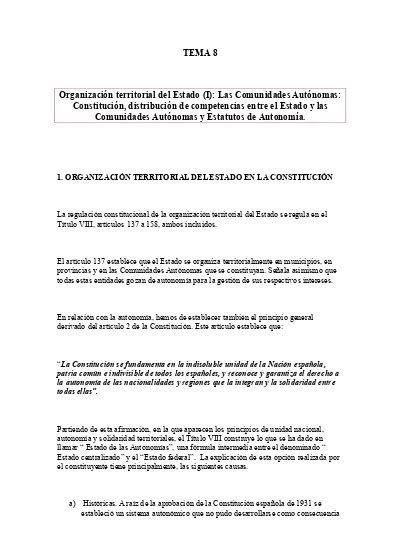 Organizaci N Territorial Del Estado I Las Comunidades Aut Nomas