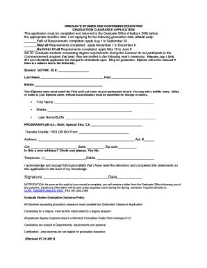 Fillable Online Njcu Graduate Clearance Form New Jersey City