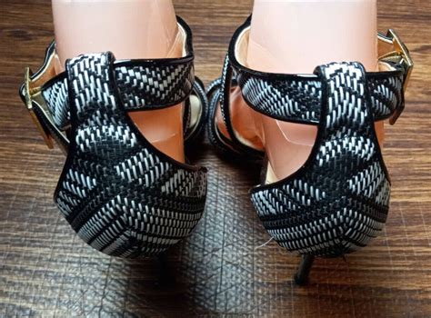 Jimmy Choo Louise Strappy Sandal Black Woven Heels Eu Gem