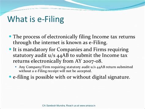 E Filing Of Income Tax Returns