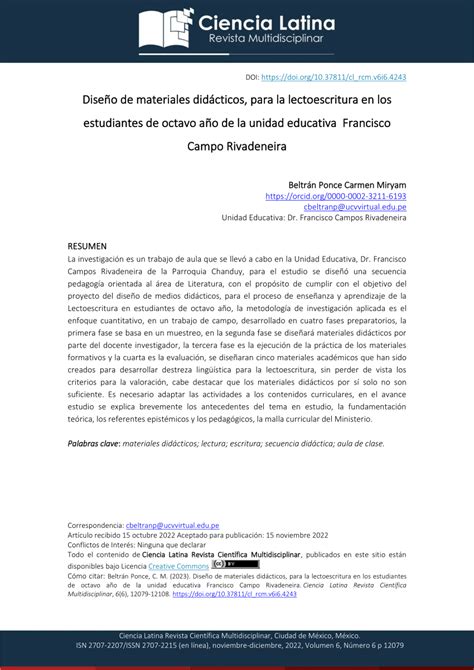 PDF Diseño de materiales didácticos para la lectoescritura en los