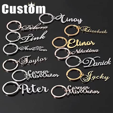 Personalized Name Custom Keychain Men Women Stainless Steel Name