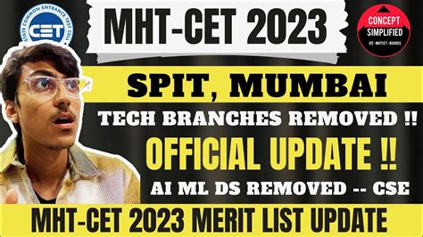 Mhtcet Merit List Update Spit Mumbai Tech Branches Removed