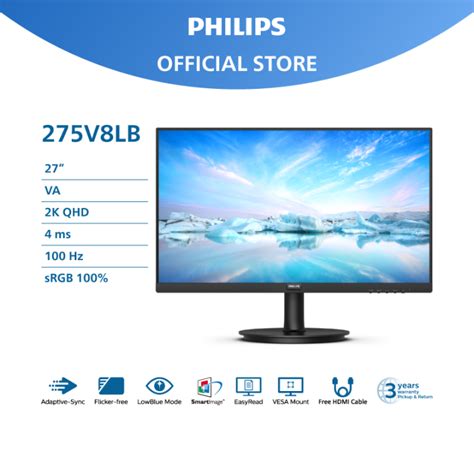 Philips 27 275V8LB Quad HD VA 100Hz 4ms Adaptive Sync LED Monitor Lazada