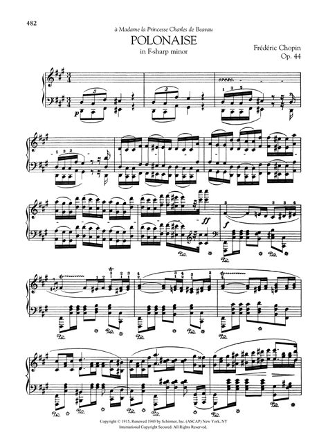 Polonaise in F sharp minor Op 44 by Frédéric Chopin Sheet Music for