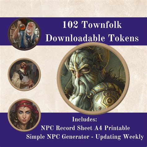 101 Dnd Npc Tokens Descargable Dungeons And Dragons Token Etsy España