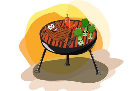 Cute Bbq Vegetables Cartoon Illustration Graphic by febianaputri123 ...