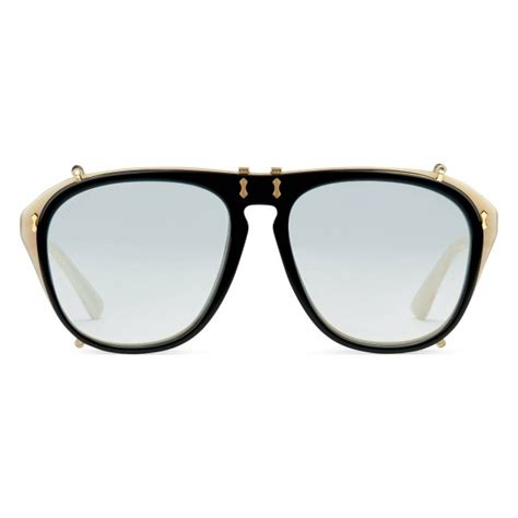 Gucci Aviator Acetate Sunglasses Black Acetate Gucci Eyewear Avvenice