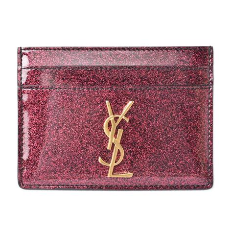 サンローラン カードケース Saint Laurent モノグラムサンローラン パテント レザー Bright Fuxiaブライトフクシア