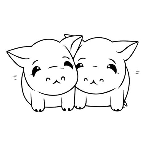 Deux Mignons Cochons Sur Fond Blanc Illustration Vectorielle Dans Le