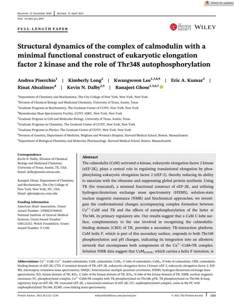 Pdf Structural Dynamics Of The Complex Of Calmodulin With A Minimal