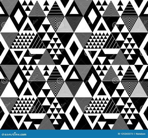 Black And White Textured Bold Triangles Geometric Abstract Seamless