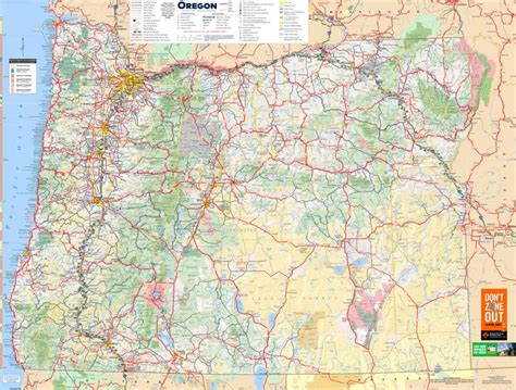 Large Detailed Tourist Map Of Oregon With Cities And Towns