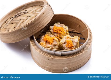 Freshly Steamed Siew Mai Or Shaomai Is Poular Cantonese Chinese Dim Sum