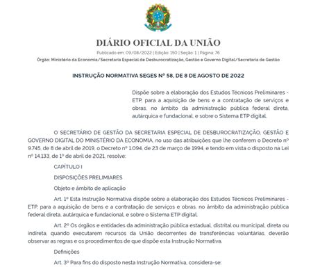 Governo divulga Instrução Normativa sobre elaboração dos Estudos