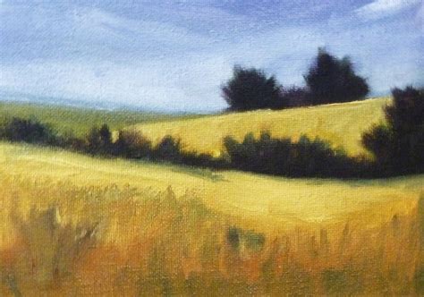 Meadow Landscape Original Field Oil Painting On Canvas Small