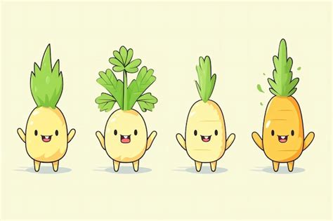 Premium Vector Cute Cartoon Carrots Different Colors