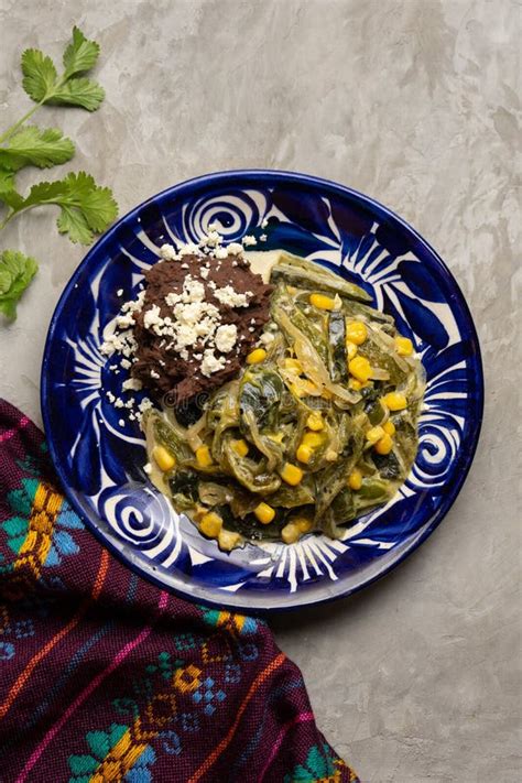 Poblano Pepper Rajas With Cream Sauce Mexican Food Stock Image Image