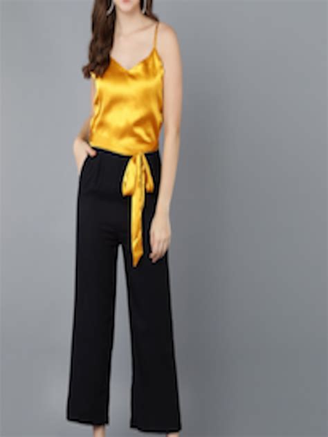 Buy Znx Clothing Yellow And Black Basic Jumpsuit Jumpsuit For Women