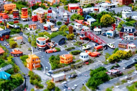 Miniature Town Made Of Sushi Tilt Shift Photography Stable Diffusion