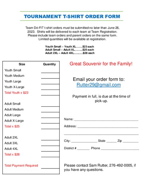 Fillable Online Tournament T Shirt Order Form Cloudfront Net Fax