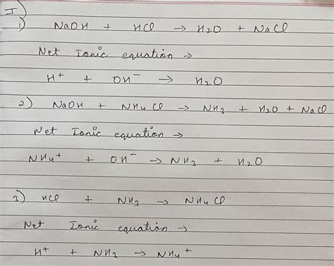 Solved O 1 Write Balanced Net Ionic Equations For The Three