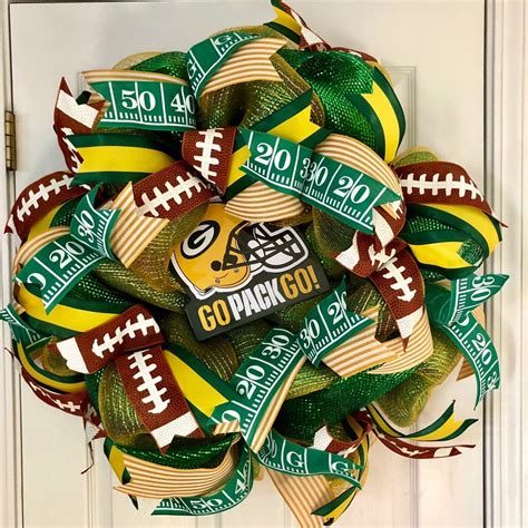 Green Bay Packers Wreath Packers Wreath Nfl Wreath Football Etsy