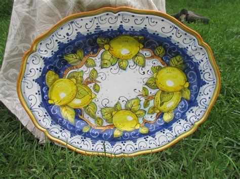 Tuscan Platter Handmade Hand Painted With Sunflowers Lemons | Etsy